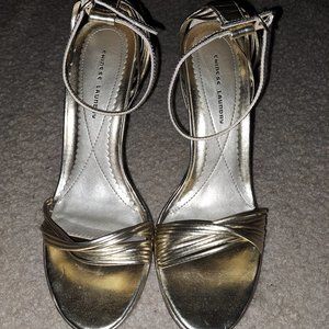 Women's Gold Strappy Heels